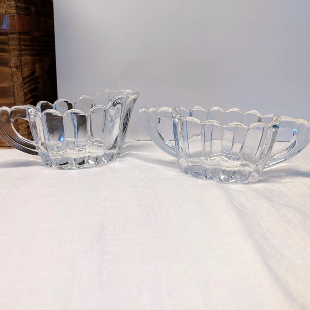 VTG 1930s Heisey Crystolite Creamer and Sugar Set